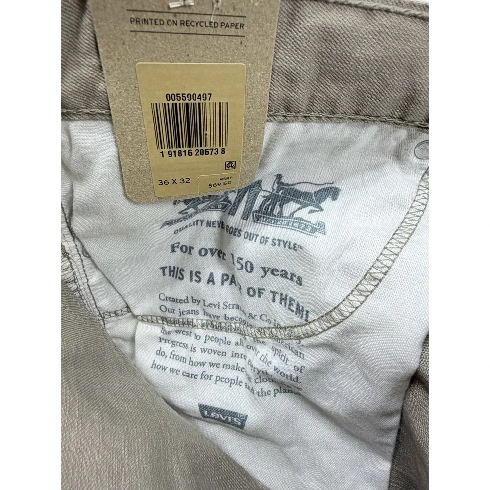 Levi's 559 Men's Relaxed Straight Fit Twill Jeans 36X32 Khaki Brown 100% Cotton